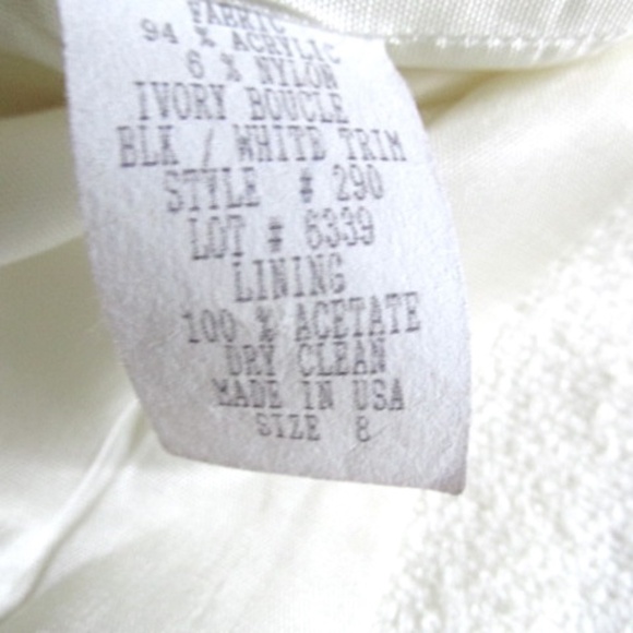 Ivory Cropped Jacket with Black Accents, Chanel-style, Size 8 - Picture 8 of 8